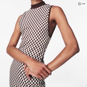 Zara Checkered Midi Dress